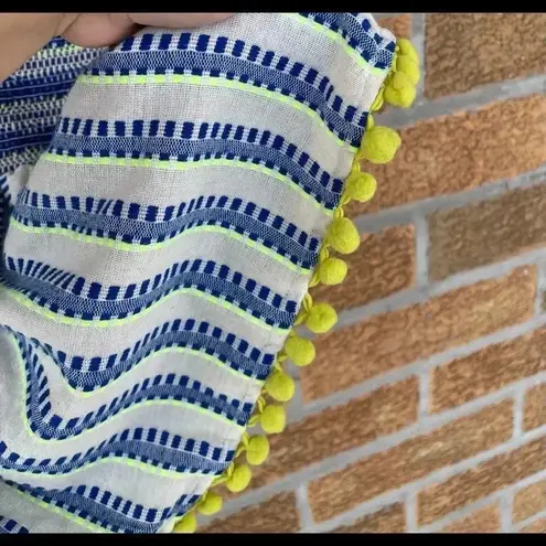 Tessora Blue Luisa Embroidered Stripe Neon Pom Pom. Dress medium Blue