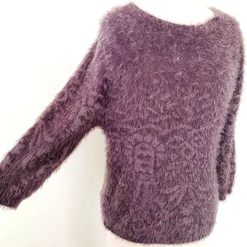 Nine West NWT  Fuzzy Soft Brushed Knit Pullover Sweater Purple Sz M