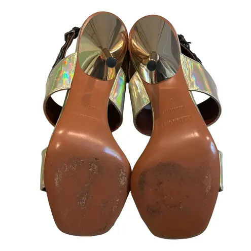 Missoni Shiny Gold with Black Buckle Slingback Sandals, Sz 37