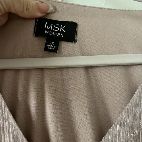 Womens midi Dress blush Pink 1X flutter sleeves MSK