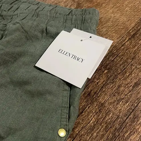 Ellen Tracy Olive Womens Linen Pants Size XL