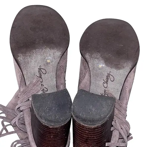 Arturo Chiang Reiden Gray Suede Fringe Booties