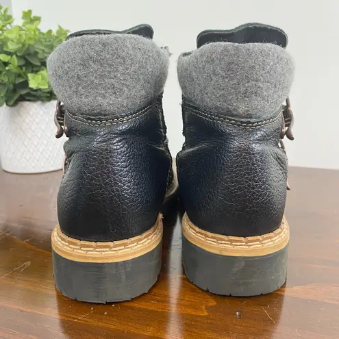 Martino of Canada Black Leather & Grey Wool Alpine Boots Women's Sz 7.5 EUC