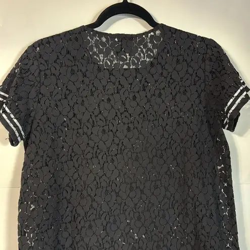 Edward Achour Paris “Comme Des Bonbons” Black & White Embroidered Lace Tee Eu 40 Size M