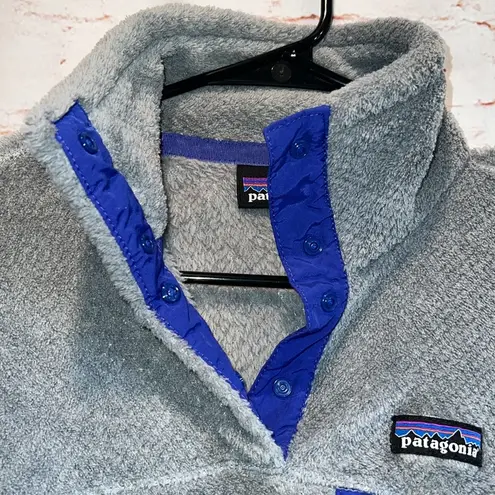 Patagonia  Sweater Womens XS Gray Blue Snap T Pullover Polar Tech Fleece Re tool - Image 6