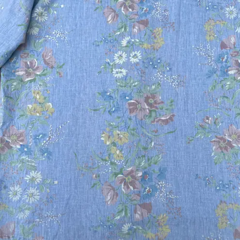 Vintage 80s Floral Blue Button Up Blouse Size 24W