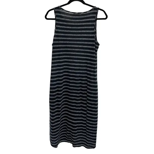 Vince  100% Linen Tank Dress in Navy Blue with White Stripes - Size L