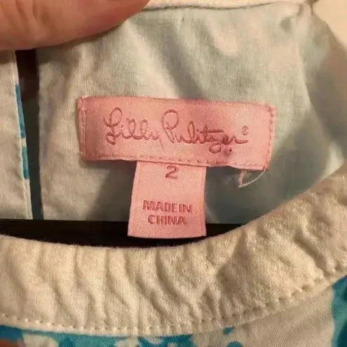 Lilly Pulitzer  She's A Fox print dress sz 2 Style 72866 Blue