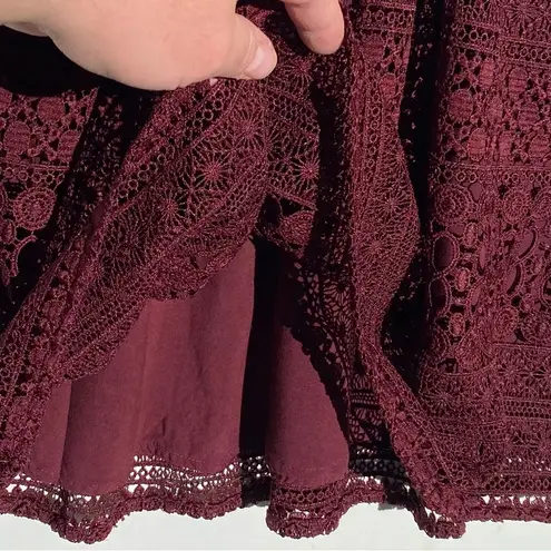 Abercrombie & Fitch ABERCROMBIE Women’s Burgundy Lace Sleeveless Mini Dress Size 10