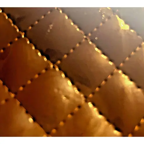 Consuela Quilted Brown Patent w Leather Trim Embroidered Clutch Wristlet NEW