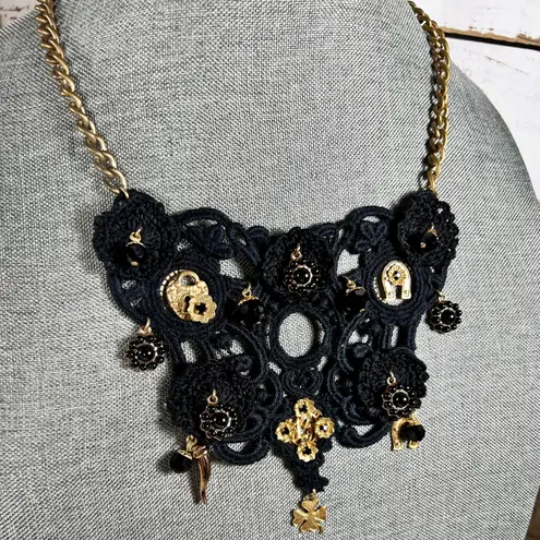 Dolce & Gabbana Rare Crocheted Good Luck Charm Necklace/Bib