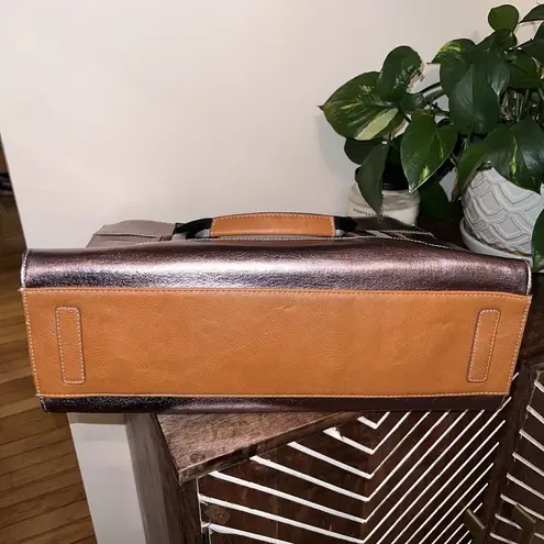 Kate Landry Metallic Multicolor Satchel/Tote Bag w/Cosmetic Bag- Spacious