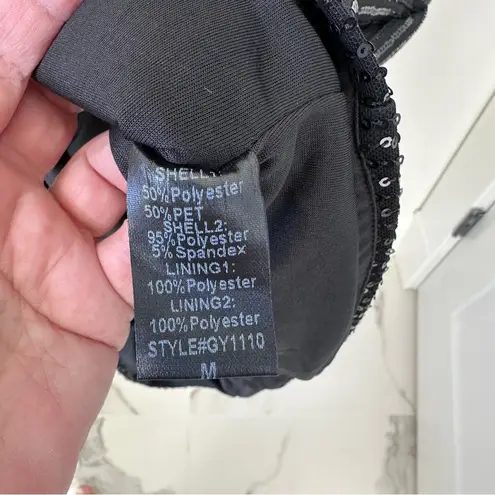 Anna Grace Lizard Thicket Black Sequin Ruffled Strapless Mini Dress Size Medium