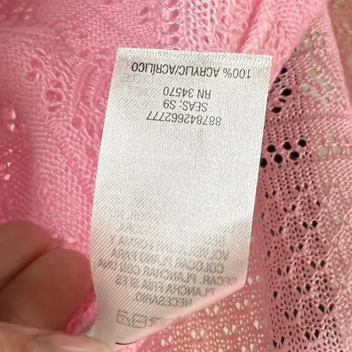 Vintage Barbie Pastel Pink Cardigan Elle Woods Crochet Knit Y2K Cottagecore Size XL