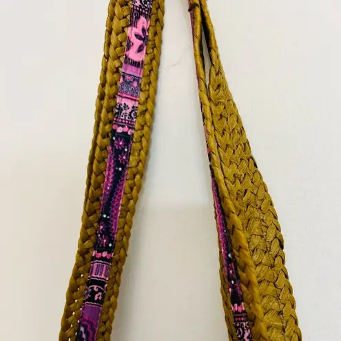 Straw Fabric Purple Pink Multicolor Paisley Casual Fun Large Tote Exotic Bag