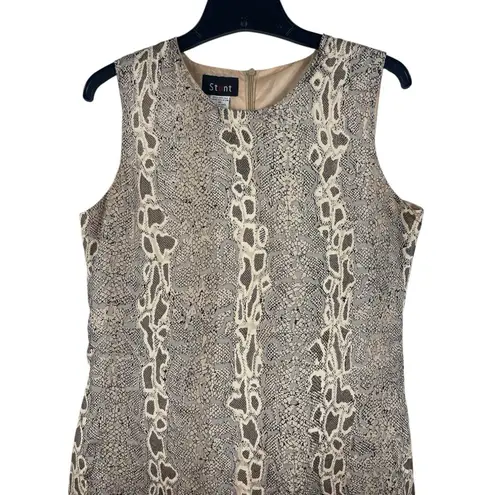 VTG Stunt 100% Silk Dress Women’s M Snakeskin Animal Print Sleeveless Dress Tan Size M