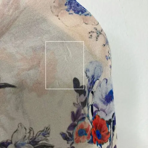 Rococo Sand Top Womens Extra Small Silk Blue Floral Bella Cropped Boho Beach Size XS