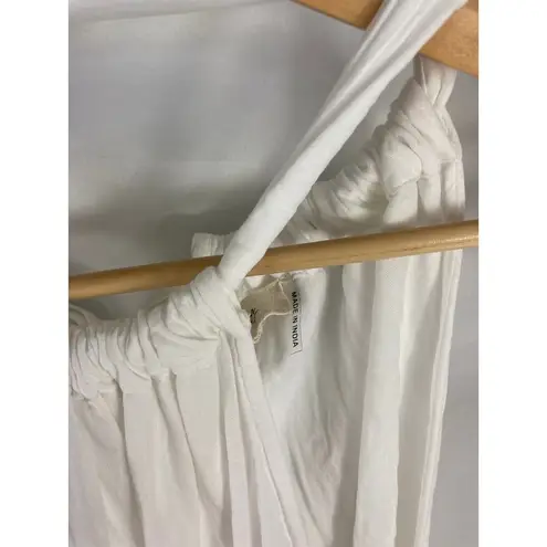 Elan Ruched Tiered Cover-Up Swing Dress White Size Large