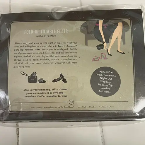 Coco & Carmen Foldable Flats Rescue Shoes Size 8 NEW With Pouch Totable White