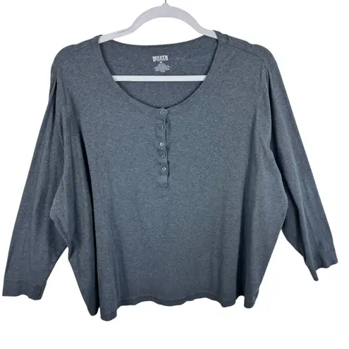 Duluth Trading Co. 100% Cotton Green Long Sleeve 1/4 Button Shirt Plus Size 4X