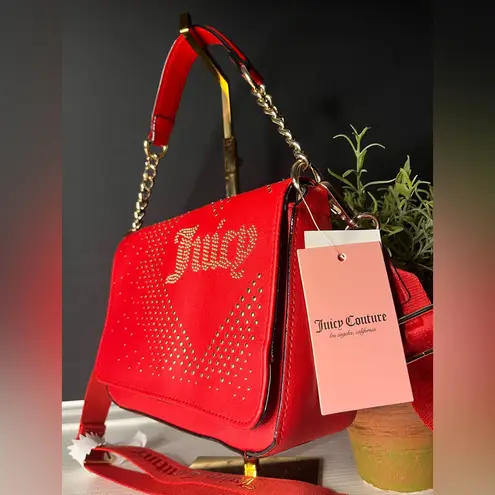 Juicy Couture  Red Studded Flap Crossbody Bag NWT • Lovely Day • Gold Hardware •