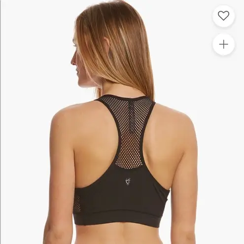 Betsey Johnson  black Performance Zip Front Mesh Yoga Sports Bra sz small