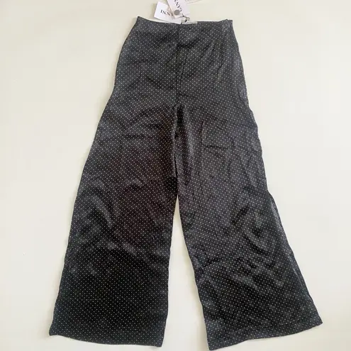 Ganni POLKA DOT SATIN WIDE-LEG PANTS