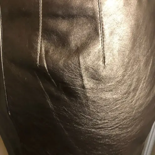 Daniel Cremieux Cremieux Faux Leather Holiday Style Metallic Look Gold Skirt Size 0