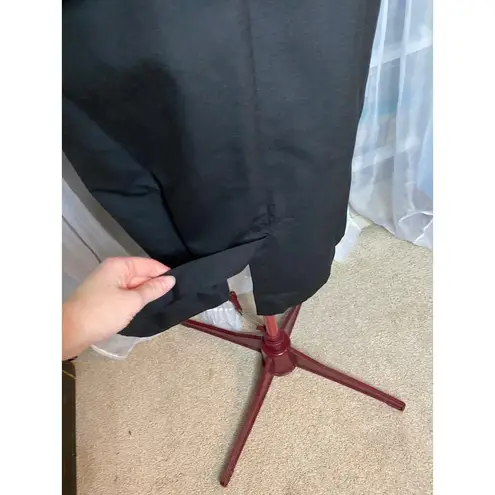 dress V neck peplum floral belt black white shoulder pads Surplice top Size M