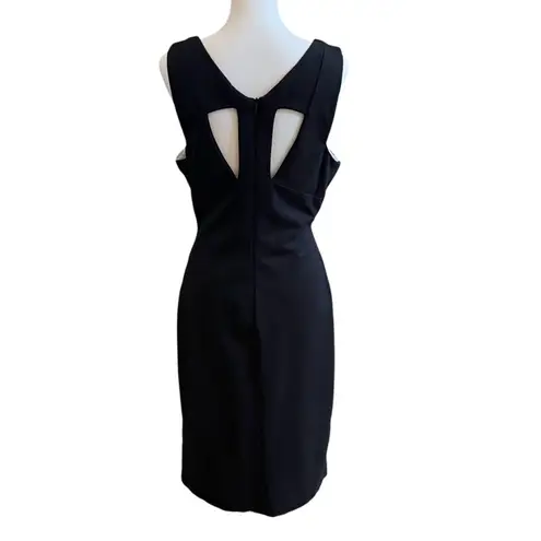 Julia Jordan Dress Size 14 Black White Stripe Knit Sheath Cut Out Back Zipper