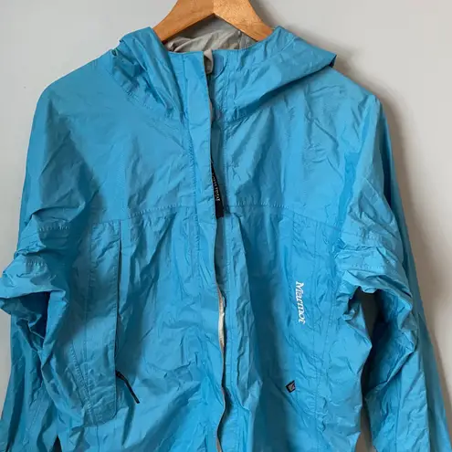 Marmot Waterproof Hooded Rain Jacket Blue Lightweight Outdoor Size Women's XL