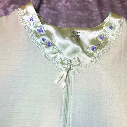 secret treasures Lounger Robe Womens 3XGreen Zip Up Floral Short Sleeve Sleep