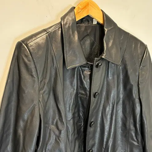 Preston & York Black Leather Button front Jacket - size Medium