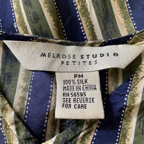 Melrose Studio Shirt Silk striped grandma preppy size Medium Green