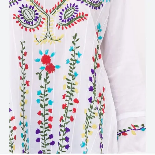 RAJ BELLE FLORAL EMBROIDERED DETAIL TUNIC medium White