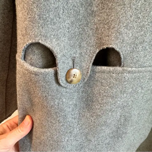 Trademark Almond Collarless Coat Wool Blend Light Grey Size XS Gray