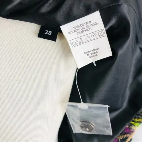 Ecru by Florence Korn Multicolored Yarn Scribbles Fitted Pea Coat Jacket Sz 6