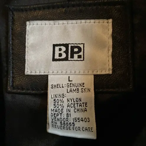 90s Vintage BP Brass Plum Nordstrom Lambskin Leather Coat Jacket Womens L Black Size L