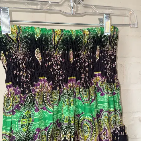 Kathmanda imports pants medium to large Paisley Print Green Black purple hippie