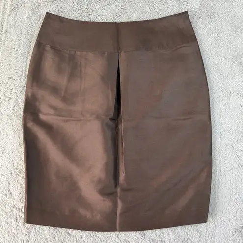 Isaac Mizrahi Pencil Skirt Silk Career Office Brown Skirt Sz 8 Career Minimalist