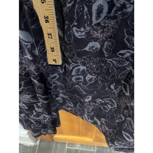 Laura Ashley Vintage Black Floral Velvet Prairie Midi Dress UK Made USA 8