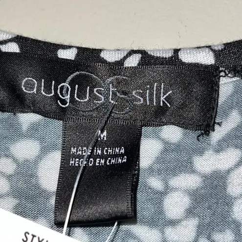 August Silk  medium womens black white ditsy lace sleeveless scoop neck tank knit