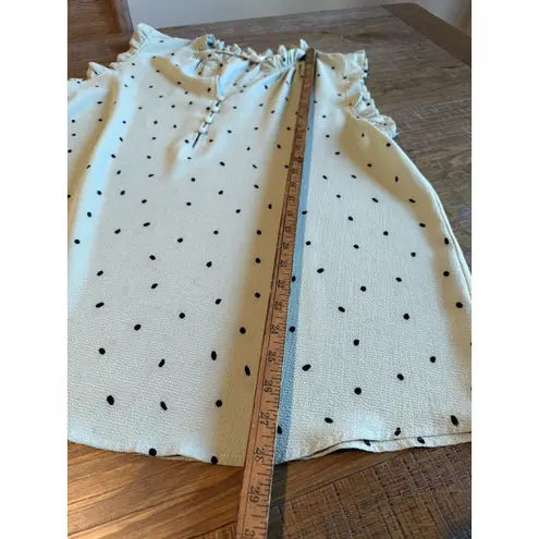 Perch Mint Green Ruffled‎ Sleeveless Blouse 2X XXL Polka Dot Button Up Top Shirt