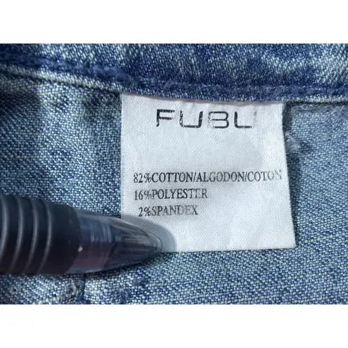 VTG 90s Fubu Jean Skirt Size 9/10 Leather Detail Hip Hop Fatty Girl Club Y2K Blue