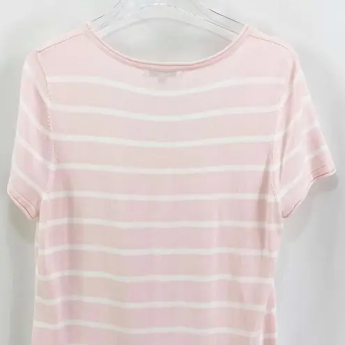 MERCER STREET STUDIO Pink Striped Scoop Neck Tee Size L