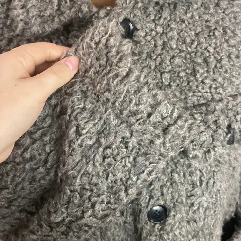 NSF Reese Faux shearling teddy plush utility jacket in grey size S