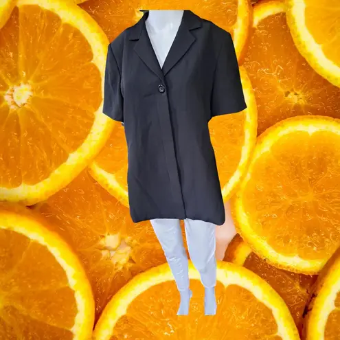 Le Suit Petite Black Covered Button Blouse Size 12P