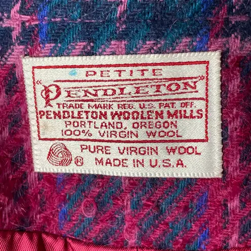 Pendleton Vintage Petite Plaid Single Button Wool Blazer- 8P