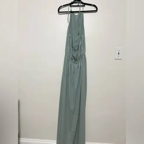 Show Me Your Mumu  Heather halter maxi dress in silver sage MEDIUM