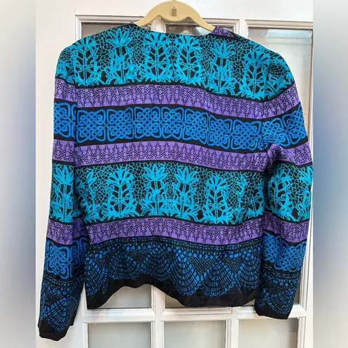 Vintage Lillie Rubin 100% Silk Art To Wear 80’s Blazer Jacket Size 8 Medium M Purple